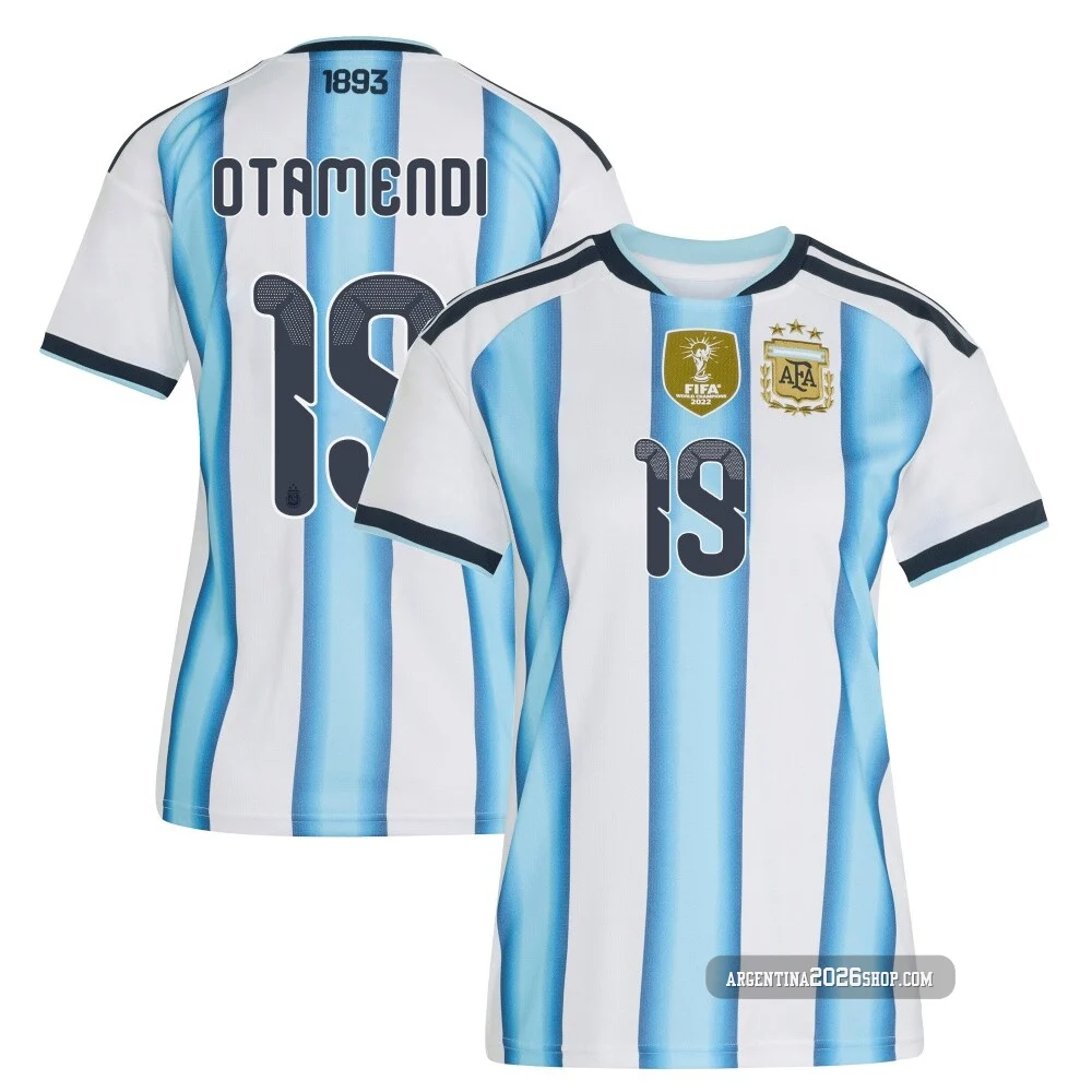 Women's Argentina National Team Nicolás Otamendi ＃19 White Replica FIFA X World Cup 2026 Home Soccer Jersey