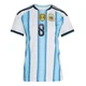 Women's Argentina National Team Valentín Barco ＃8 White Replica FIFA X World Cup 2026 Home Soccer Jersey