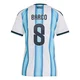 Women's Argentina National Team Valentín Barco ＃8 White Replica FIFA X World Cup 2026 Home Soccer Jersey