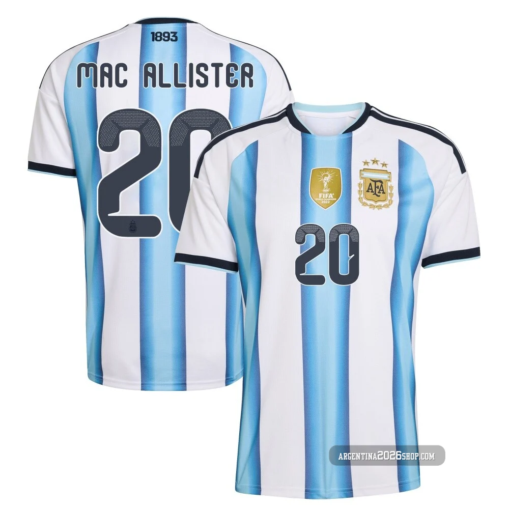 Youth Argentina National Team Alexis Mac Allister ＃20 White Replica FIFA X World Cup 2026 Home Soccer Jersey