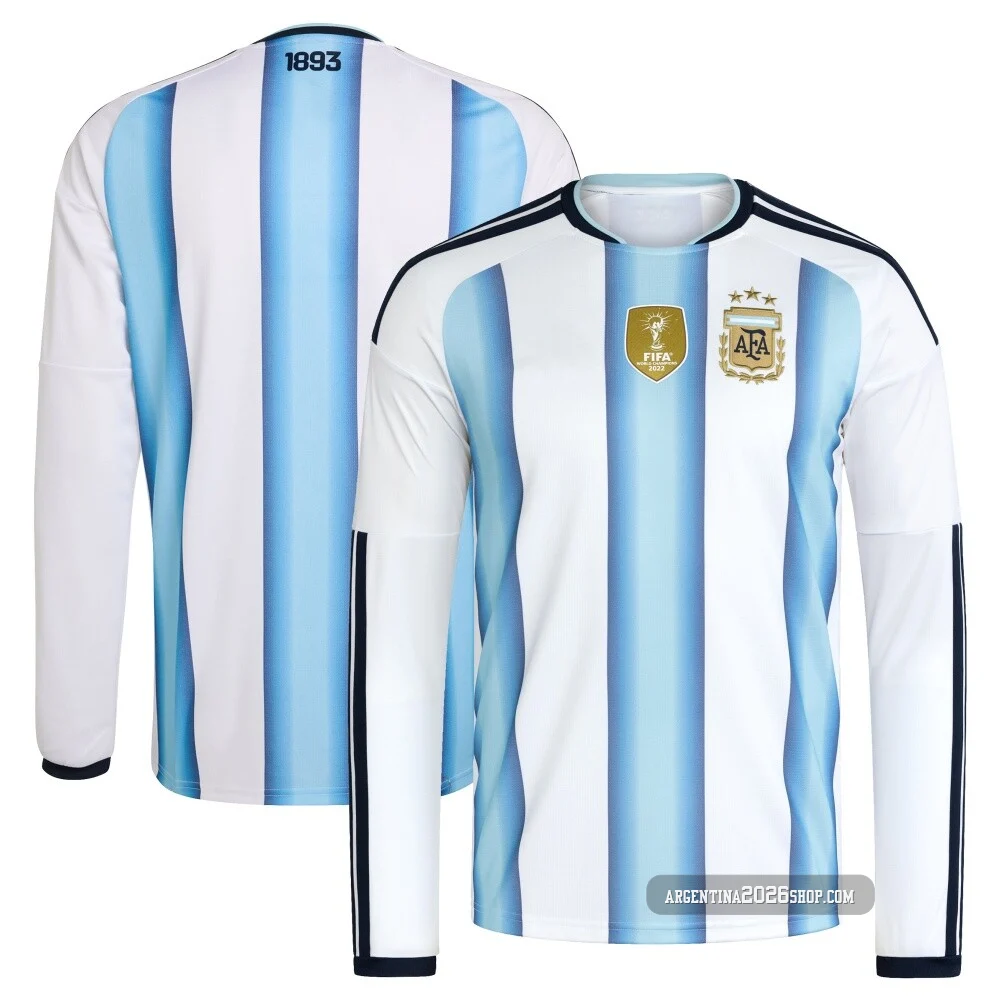 Youth Argentina National Team Blank White Replica FIFA X World Cup 2026 Home Long Sleeve Soccer Jersey