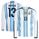 Youth Argentina National Team Cristian Romero ＃13 White Replica FIFA X World Cup 2026 Home Long Sleeve Soccer Jersey