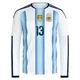 Youth Argentina National Team Cristian Romero ＃13 White Replica FIFA X World Cup 2026 Home Long Sleeve Soccer Jersey