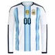 Youth Argentina National Team Custom ＃00 White Replica FIFA X World Cup 2026 Home Long Sleeve Soccer Jersey