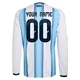 Youth Argentina National Team Custom ＃00 White Replica FIFA X World Cup 2026 Home Long Sleeve Soccer Jersey