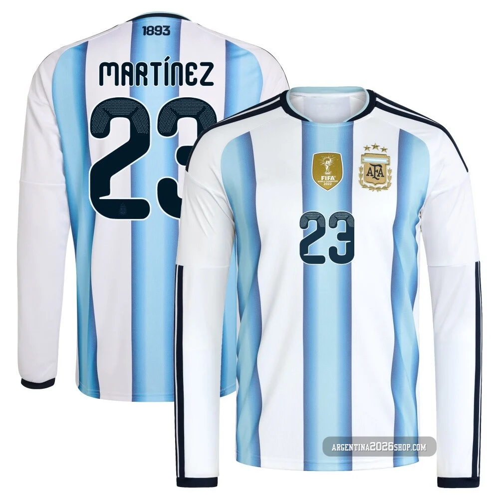 Youth Argentina National Team Emiliano Martínez ＃23 White Replica FIFA X World Cup 2026 Home Long Sleeve Soccer Jersey