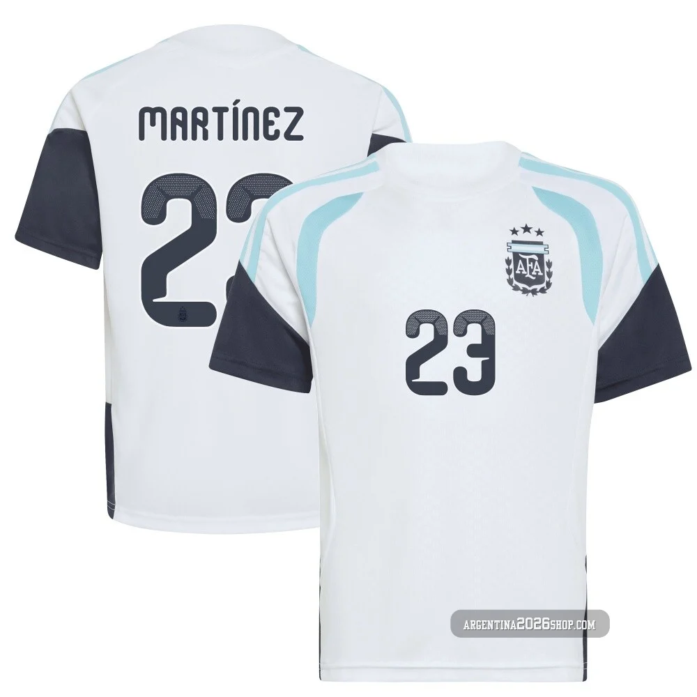 Youth Argentina National Team Emiliano Martínez ＃23 White Replica FIFA X World Cup 2026 Tiro Away Training Soccer Jersey