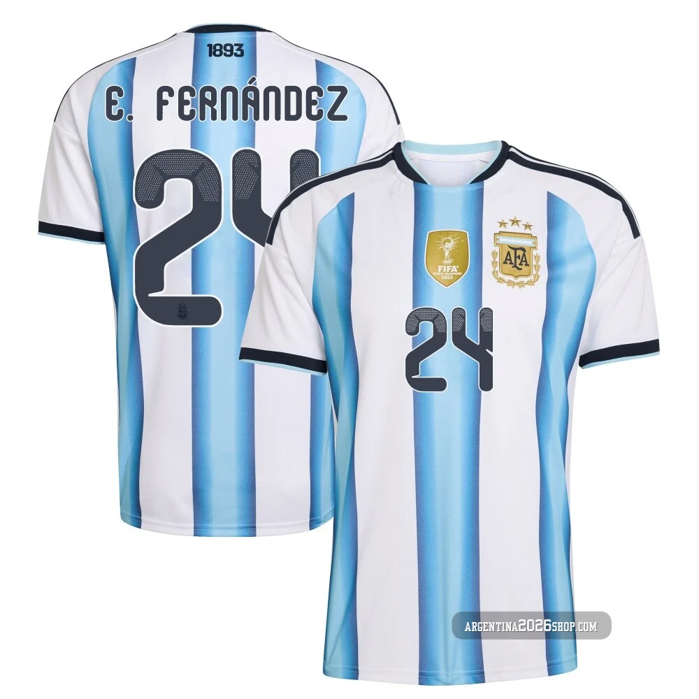 Youth Argentina National Team Enzo Fernández ＃24 White Replica FIFA X World Cup 2026 Home Soccer Jersey