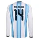 Youth Argentina National Team Exequiel Palacios ＃14 White Replica FIFA X World Cup 2026 Home Long Sleeve Soccer Jersey