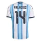 Youth Argentina National Team Exequiel Palacios ＃14 White Replica FIFA X World Cup 2026 Home Soccer Jersey