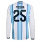 Youth Argentina National Team Facundo Medina ＃25 White Replica FIFA X World Cup 2026 Home Long Sleeve Soccer Jersey