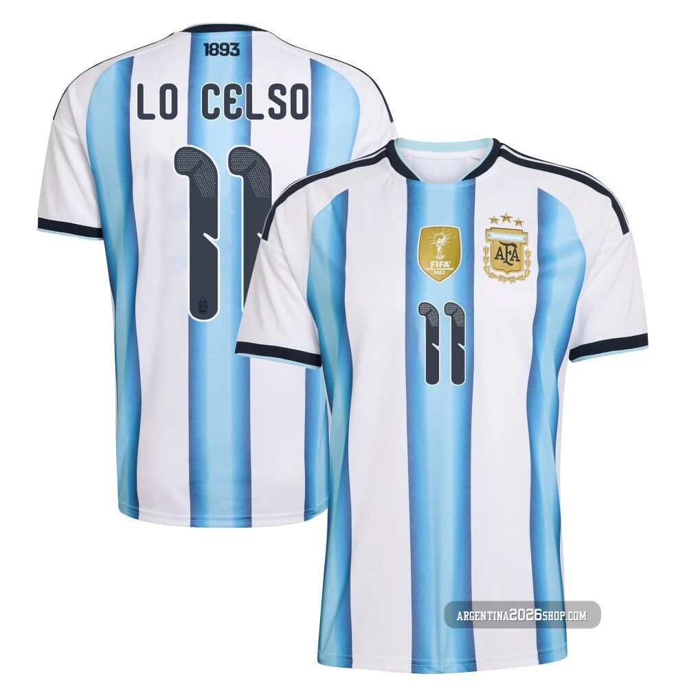 Youth Argentina National Team Giovani Lo Celso ＃11 White Replica FIFA X World Cup 2026 Home Soccer Jersey