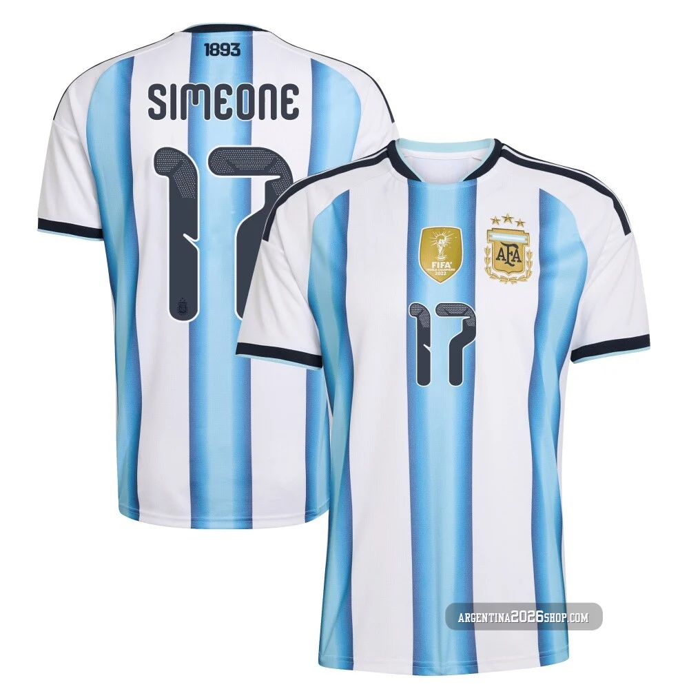 Youth Argentina National Team Giuliano Simeone ＃17 White Replica FIFA X World Cup 2026 Home Soccer Jersey