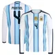 Youth Argentina National Team Gonzalo Montiel ＃4 White Replica FIFA X World Cup 2026 Home Long Sleeve Soccer Jersey
