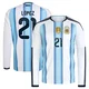 Youth Argentina National Team José Manuel López ＃21 White Replica FIFA X World Cup 2026 Home Long Sleeve Soccer Jersey