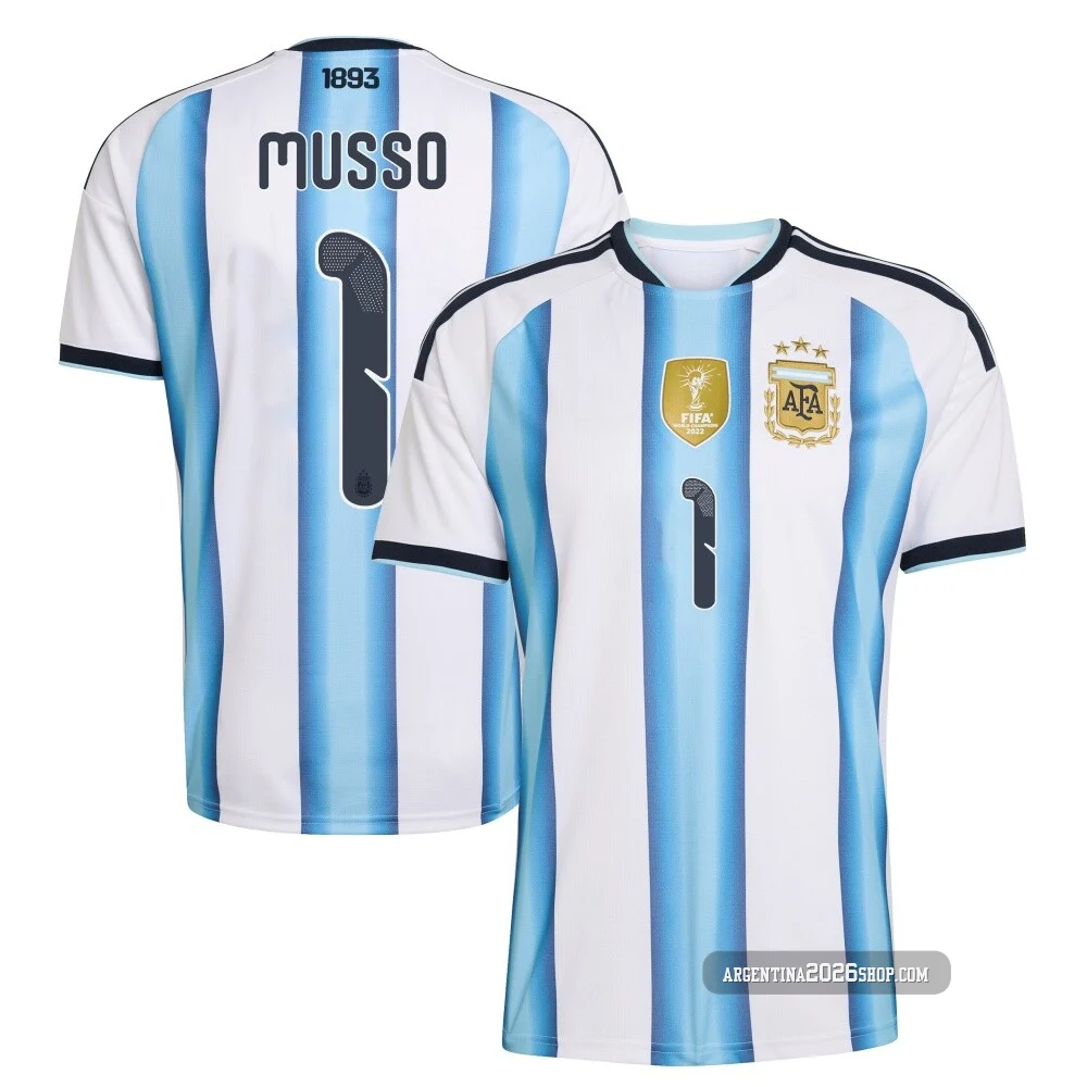 Youth Argentina National Team Juan Musso ＃1 White Replica FIFA X World Cup 2026 Home Soccer Jersey
