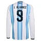 Youth Argentina National Team Julián Álvarez ＃9 White Replica FIFA X World Cup 2026 Home Long Sleeve Soccer Jersey