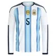 Youth Argentina National Team Leandro Paredes ＃5 White Replica FIFA X World Cup 2026 Home Long Sleeve Soccer Jersey