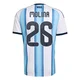 Youth Argentina National Team Nahuel Molina ＃26 White Replica FIFA X World Cup 2026 Home Soccer Jersey