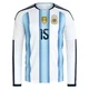 Youth Argentina National Team Nico González ＃15 White Replica FIFA X World Cup 2026 Home Long Sleeve Soccer Jersey