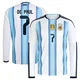 Youth Argentina National Team Rodrigo De Paul ＃7 White Replica FIFA X World Cup 2026 Home Long Sleeve Soccer Jersey