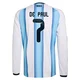 Youth Argentina National Team Rodrigo De Paul ＃7 White Replica FIFA X World Cup 2026 Home Long Sleeve Soccer Jersey