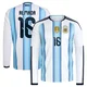 Youth Argentina National Team Thiago Almada ＃16 White Replica FIFA X World Cup 2026 Home Long Sleeve Soccer Jersey