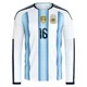 Youth Argentina National Team Thiago Almada ＃16 White Replica FIFA X World Cup 2026 Home Long Sleeve Soccer Jersey