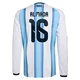 Youth Argentina National Team Thiago Almada ＃16 White Replica FIFA X World Cup 2026 Home Long Sleeve Soccer Jersey