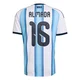 Youth Argentina National Team Thiago Almada ＃16 White Replica FIFA X World Cup 2026 Home Soccer Jersey