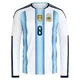 Youth Argentina National Team Valentín Barco ＃8 White Replica FIFA X World Cup 2026 Home Long Sleeve Soccer Jersey